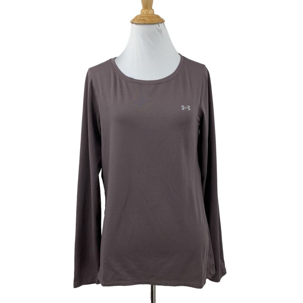 Under Armour Shirt Womens M Medium Dark Mauve Fitted HeatGear Long Sleeve Tee